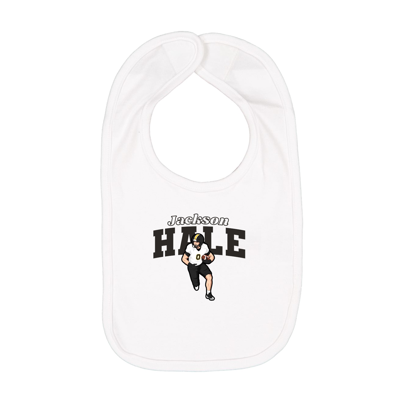 Infant Bib — Name Arch in White