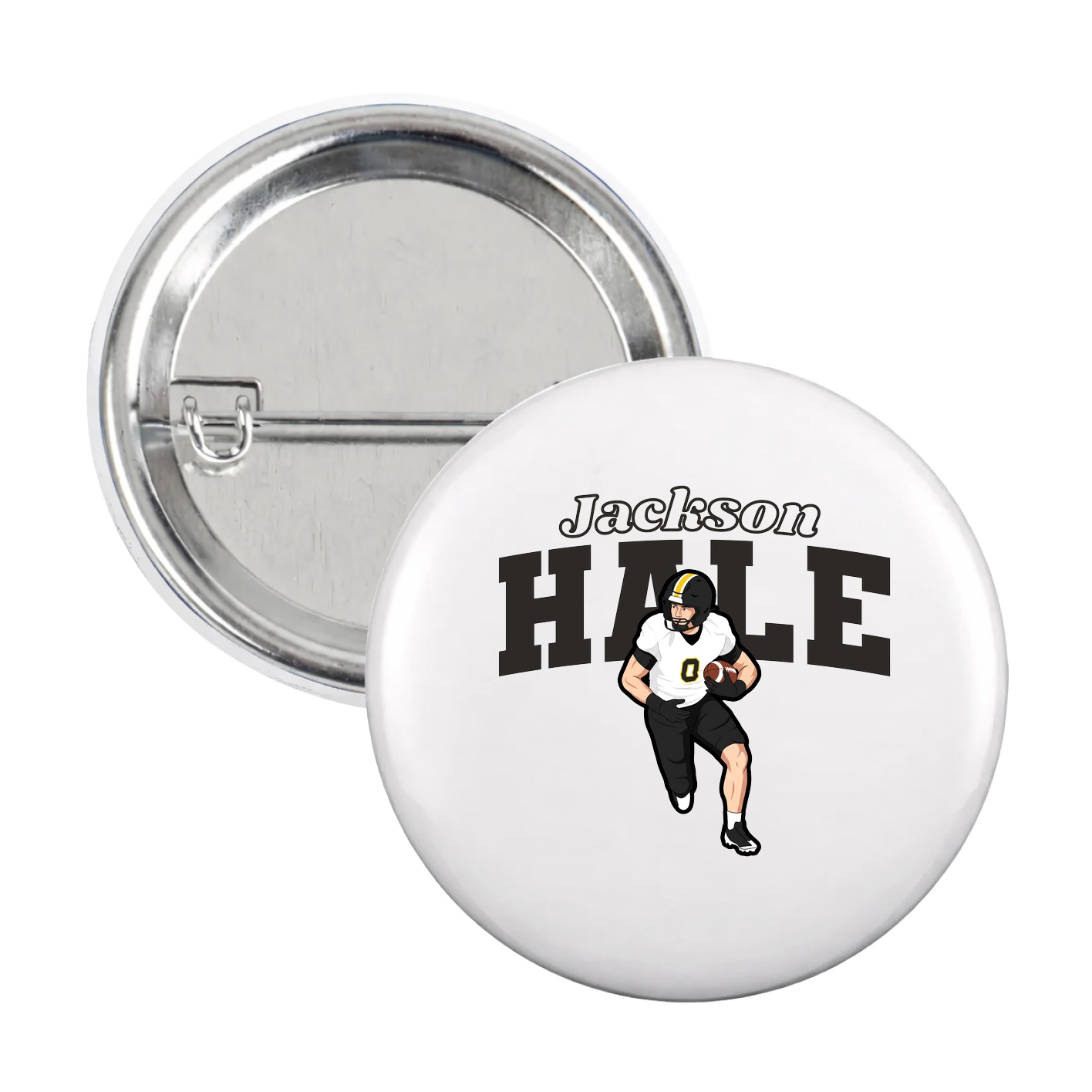 Game Day Button — Name Arch in White