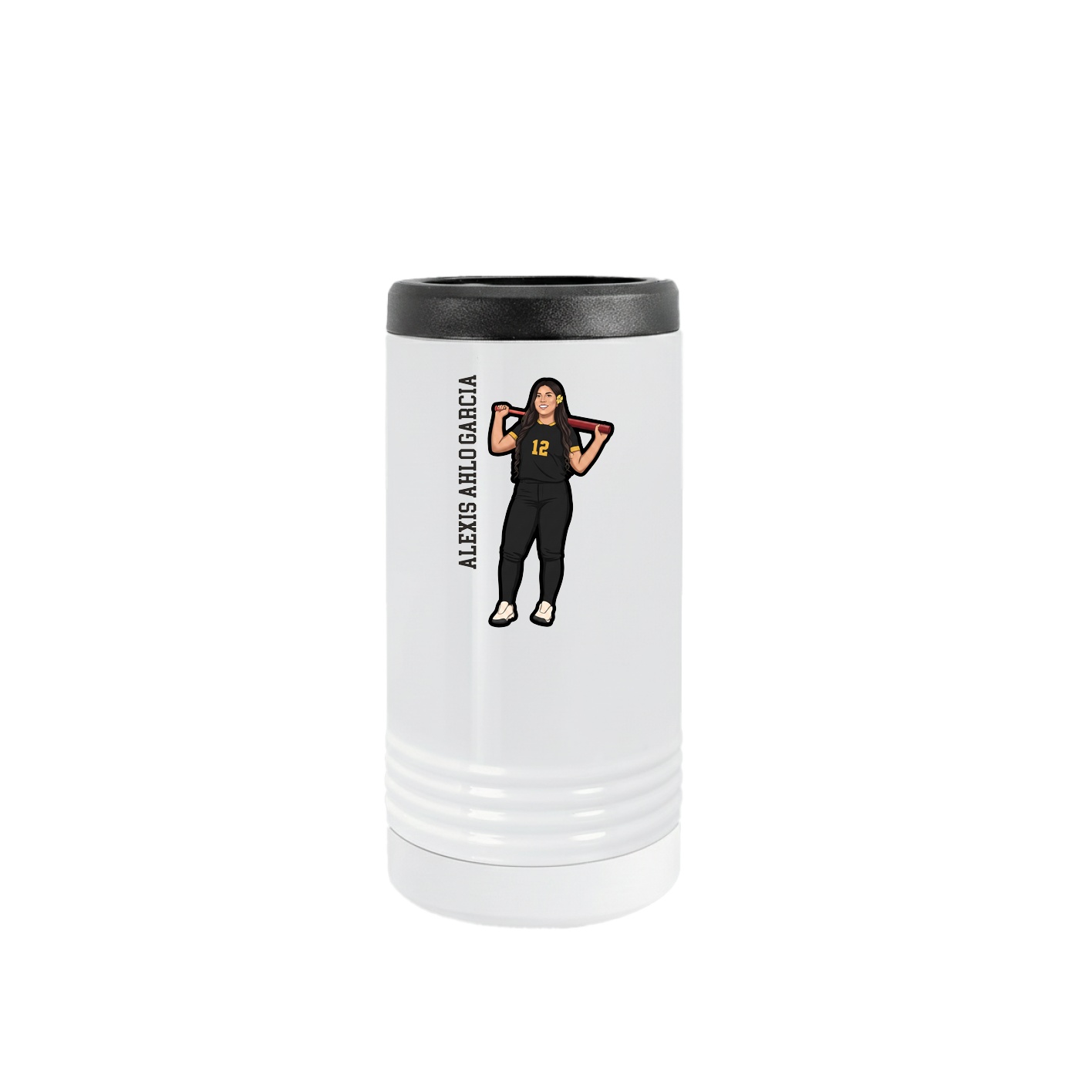 Slim Beverage Holder — Name Vertical in White