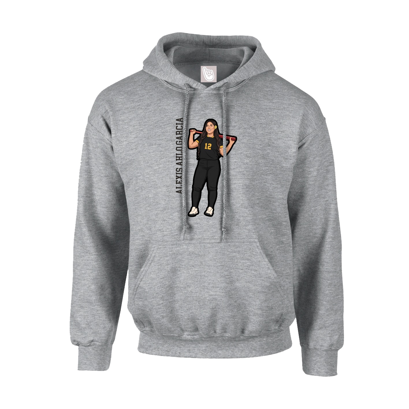 Youth Hoodie — Name Vertical in Grey