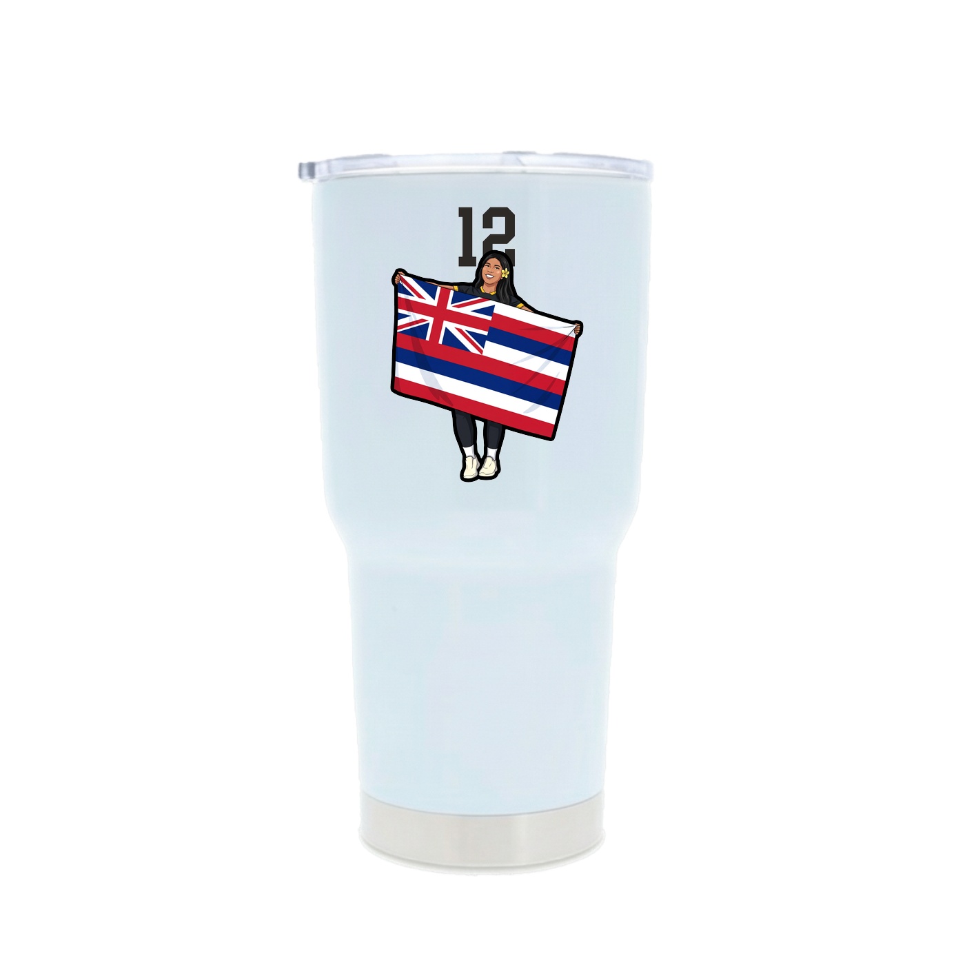 30oz Stainless Steel Tumbler — Number Top in White