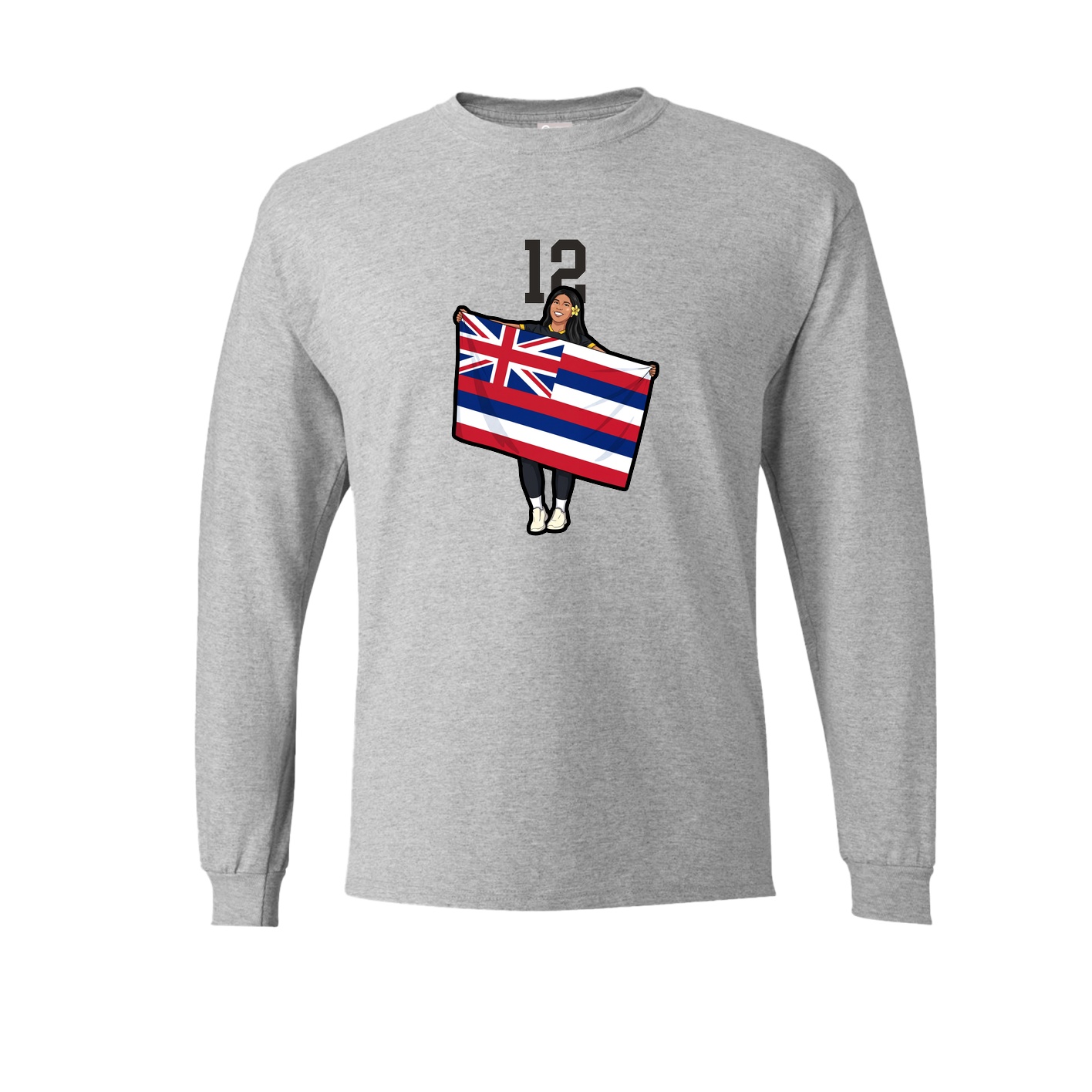 Long Sleeve Tee — Number Top in Grey