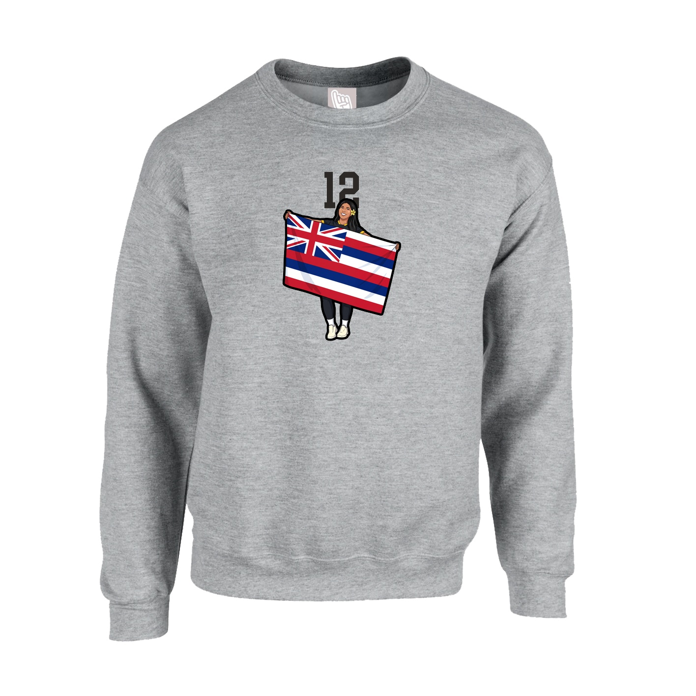 Fleece Crew — Number Top in Grey