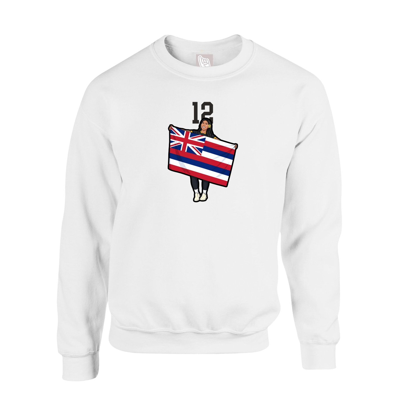 Fleece Crew — Number Top in White