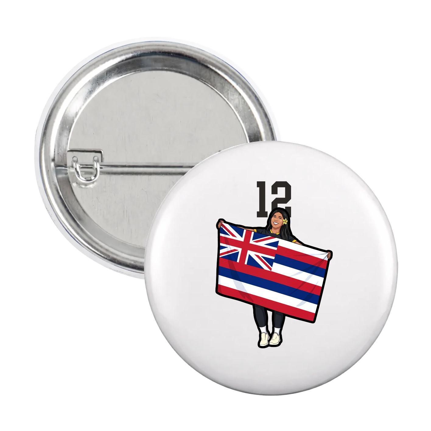 Game Day Button — Number Top in White