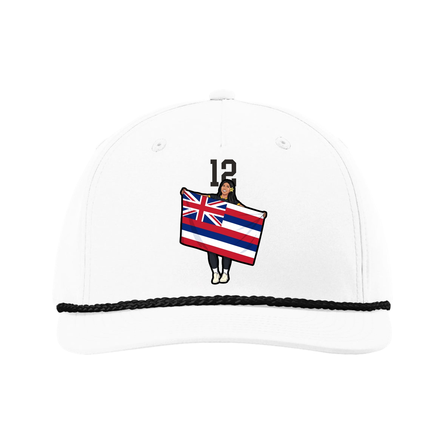 Five-Panel Classic Rope Cap — Number Top in White