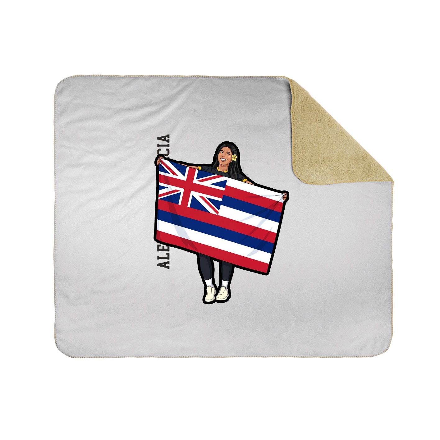 Throw Blanket — Name Vertical in White
