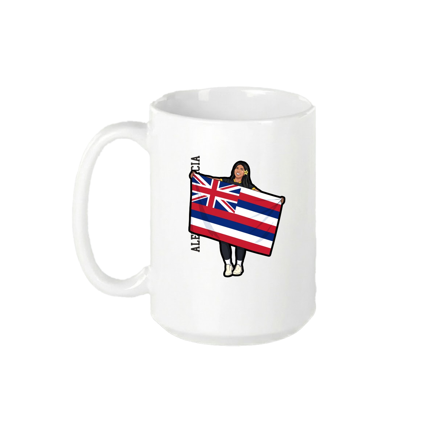 15oz Coffee Mug — Name Vertical in White