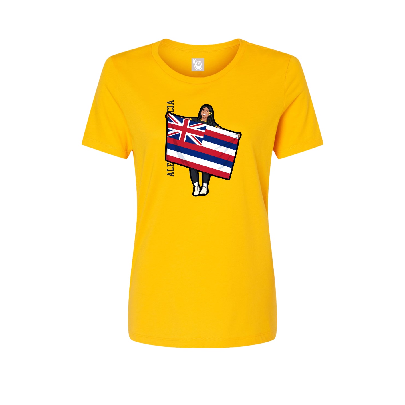 Womens Tee — Name Vertical in Gold