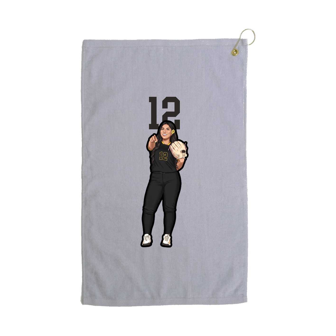 Golf Towel — Number Top in Grey