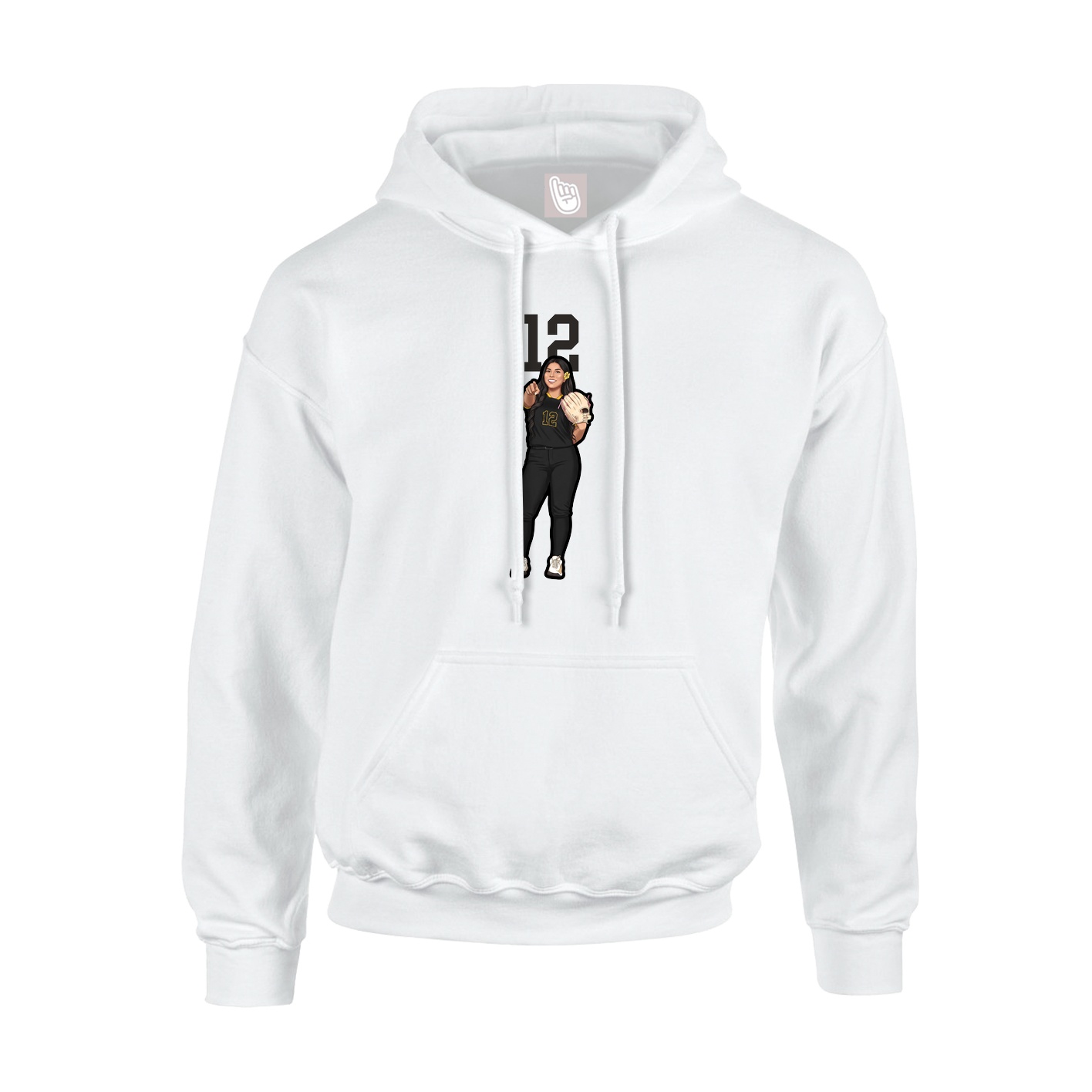 Youth Hoodie — Number Top in White