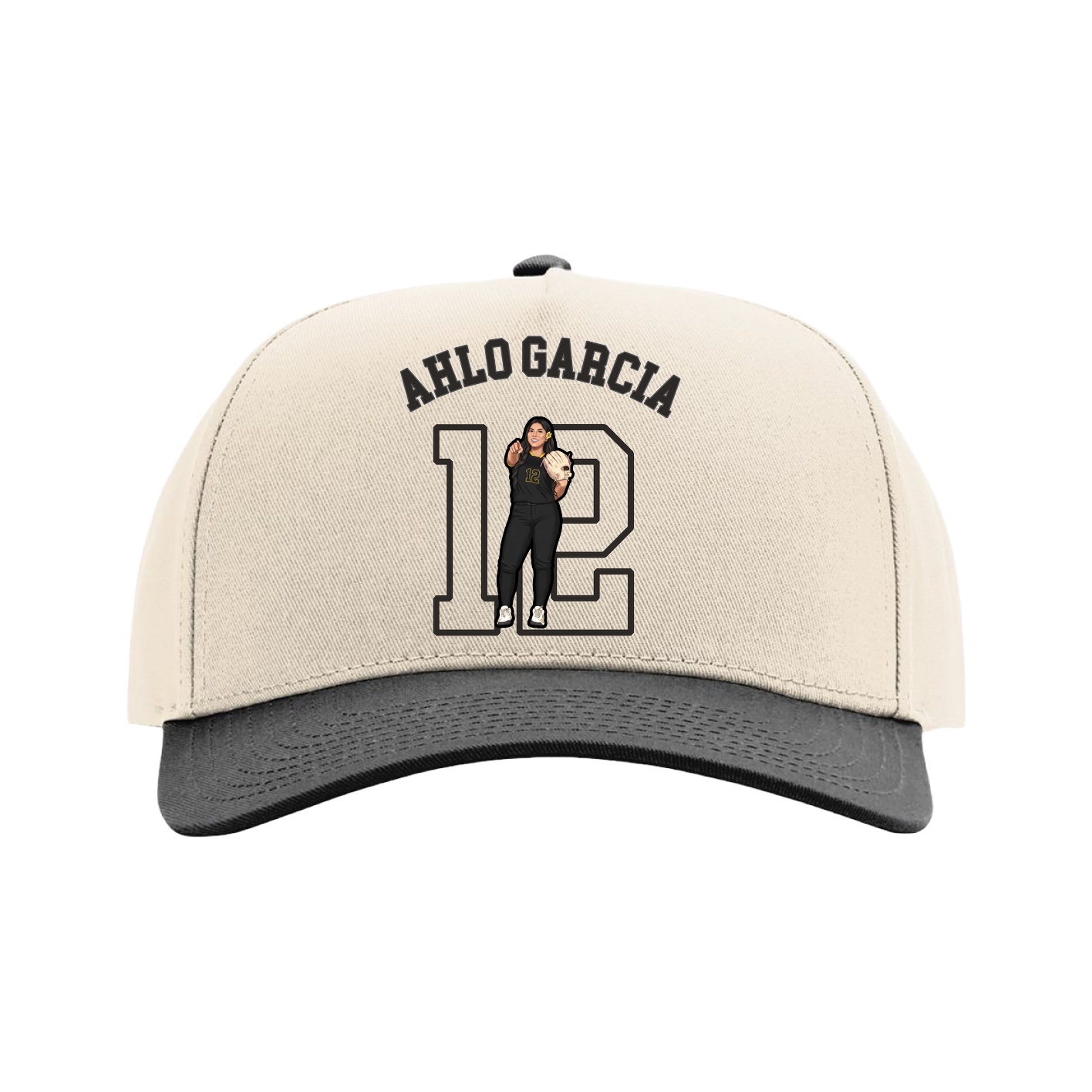 Full Fabric Five-Panel Champ Cap — Shirsey Arch in Cream/Black