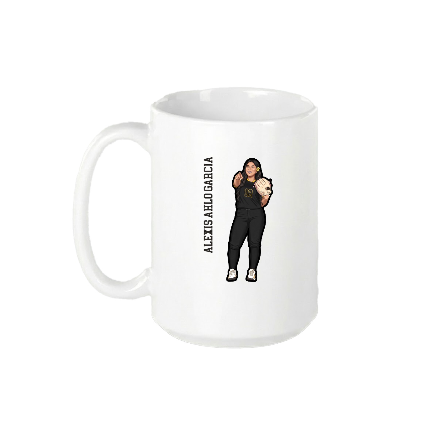 15oz Coffee Mug — Name Vertical in White