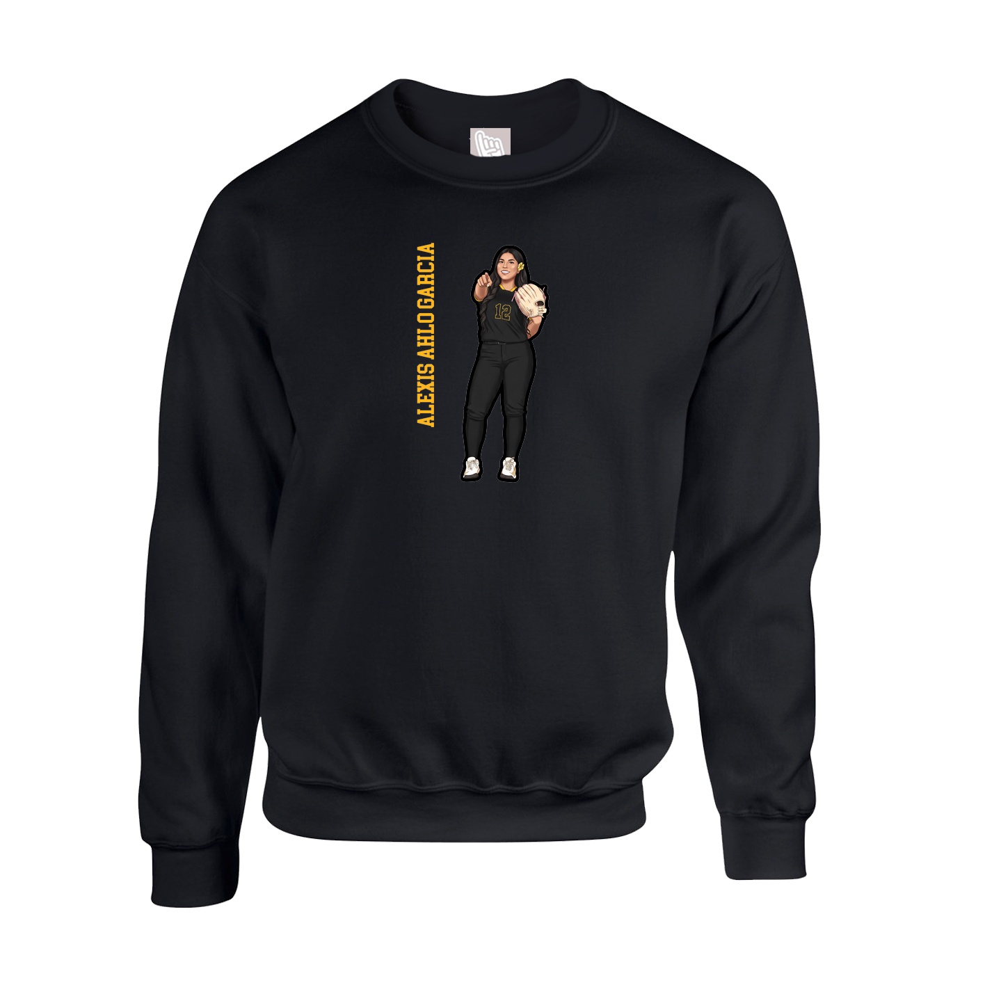 Fleece Crew — Name Vertical in Black
