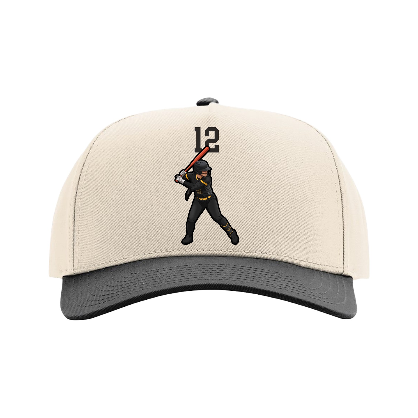Full Fabric Five-Panel Champ Cap — Number Top in Cream/Black