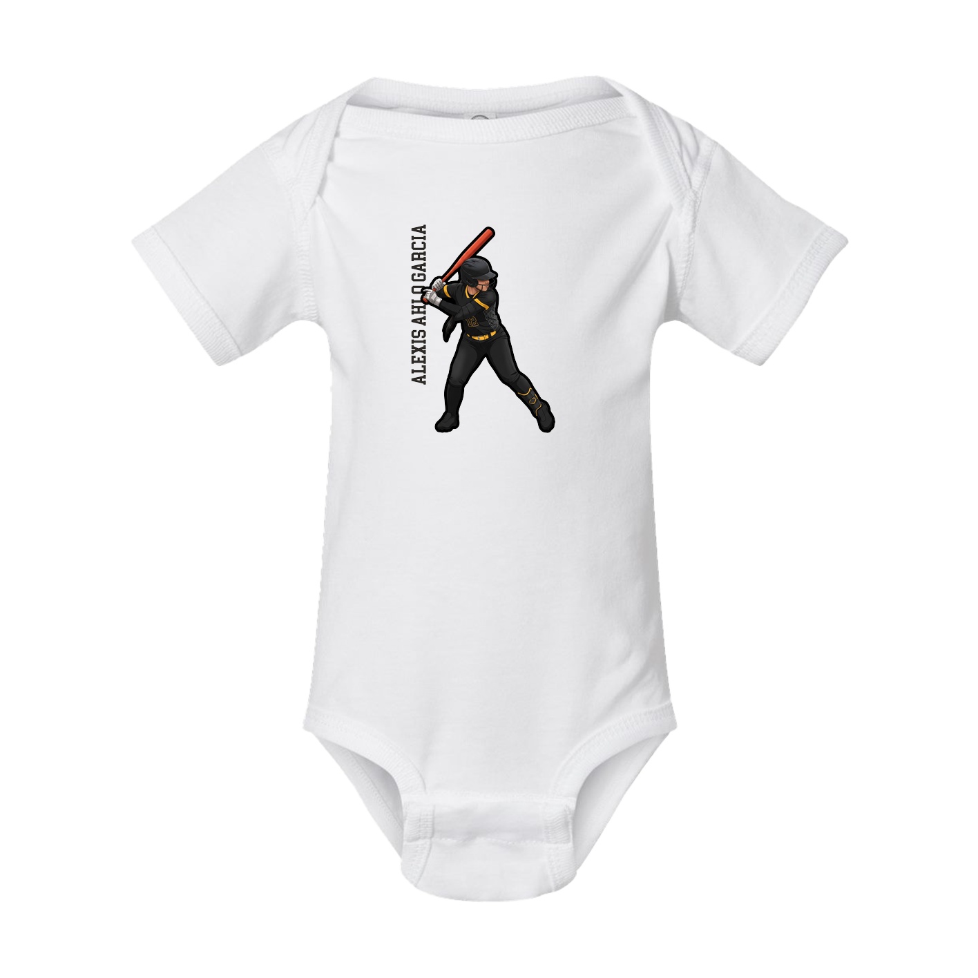 Baby Onesie — Name Vertical in White