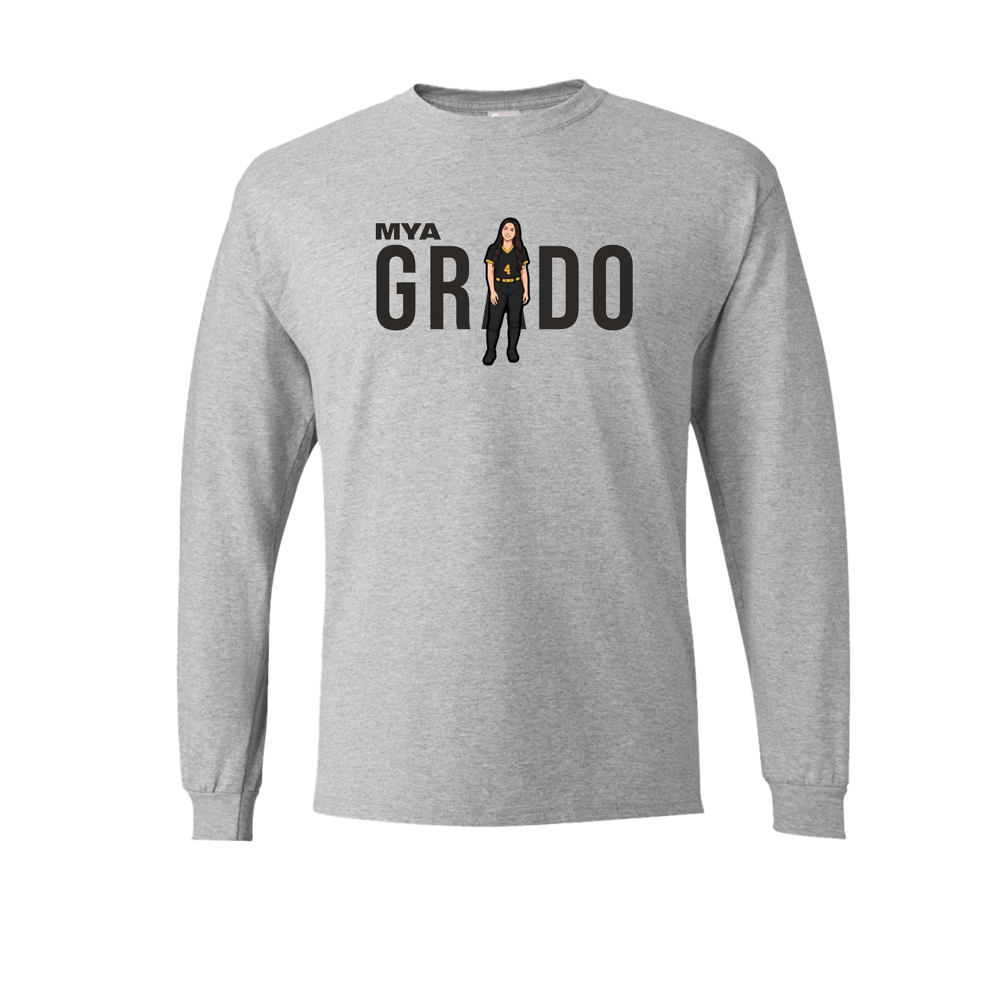 Long Sleeve Tee — Player Name in Grey