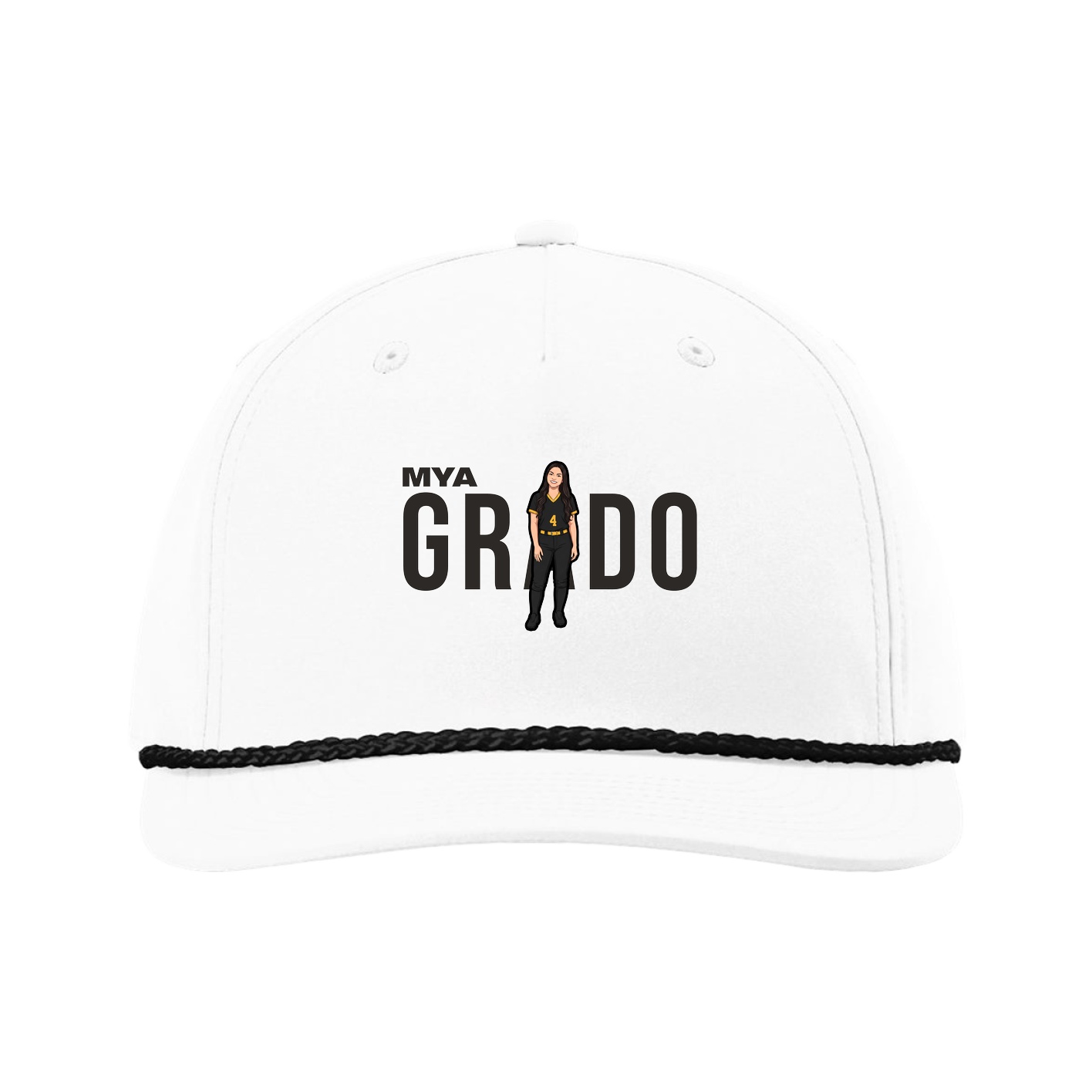 Five-Panel Classic Rope Cap — Player Name in White