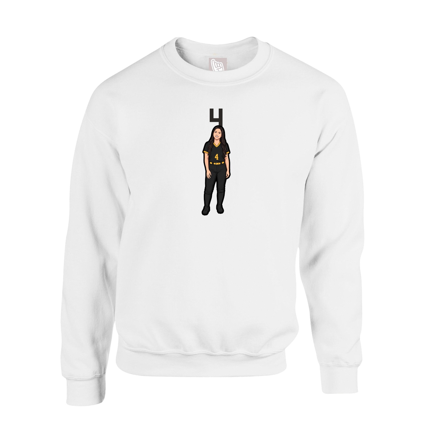 Fleece Crew — Number Top in White