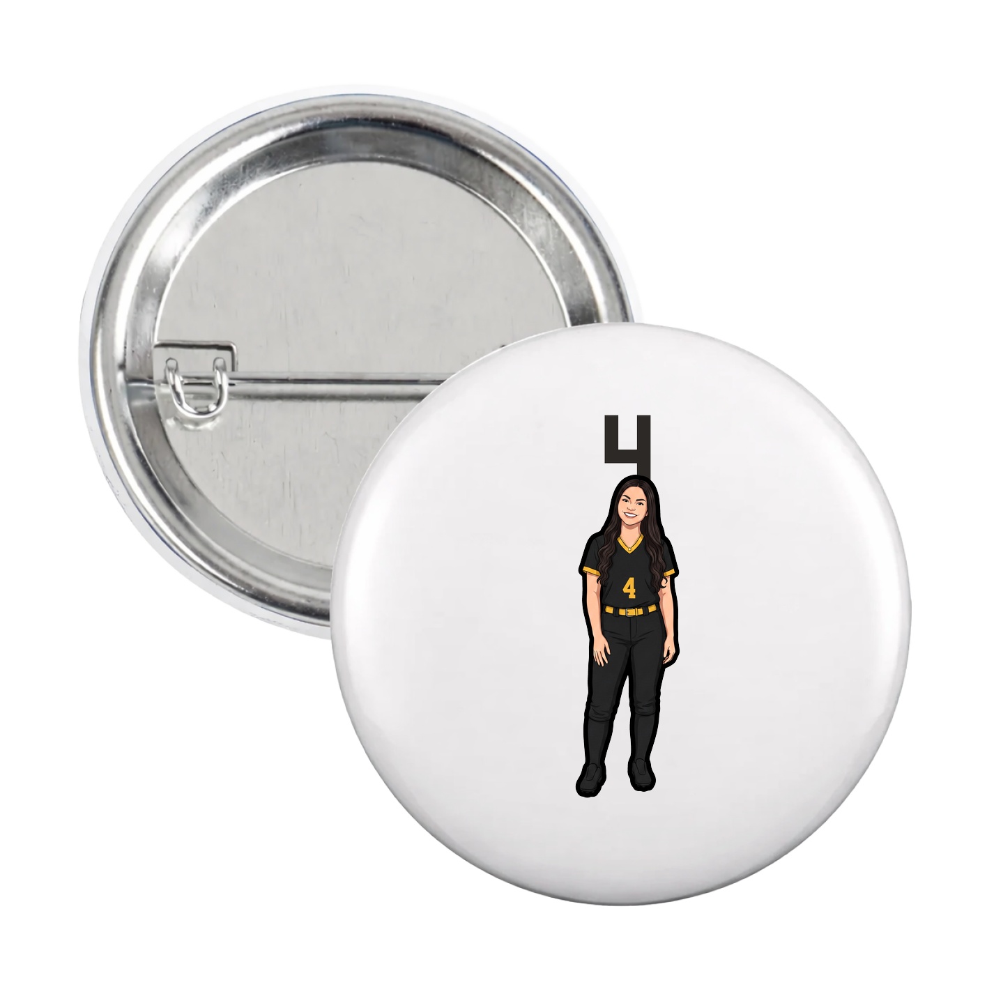 Game Day Button — Number Top in White