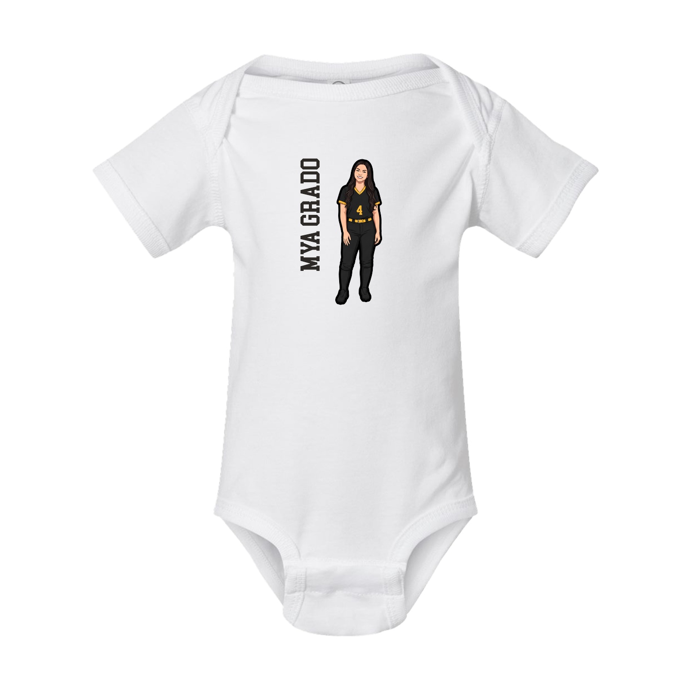 Baby Onesie — Name Vertical in White
