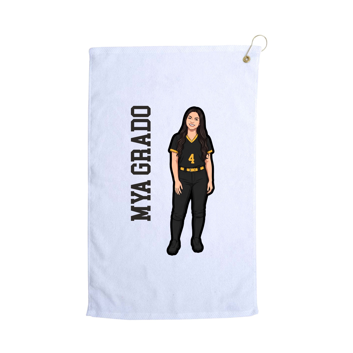 Golf Towel — Name Vertical in White