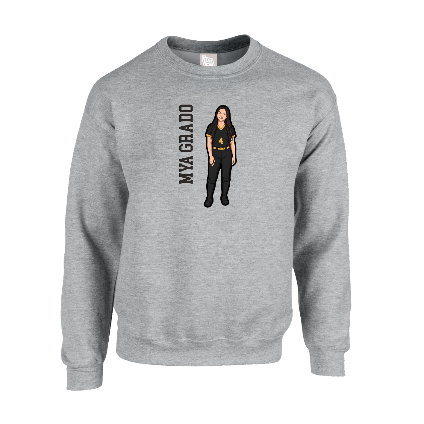 Fleece Crew — Name Vertical in Grey