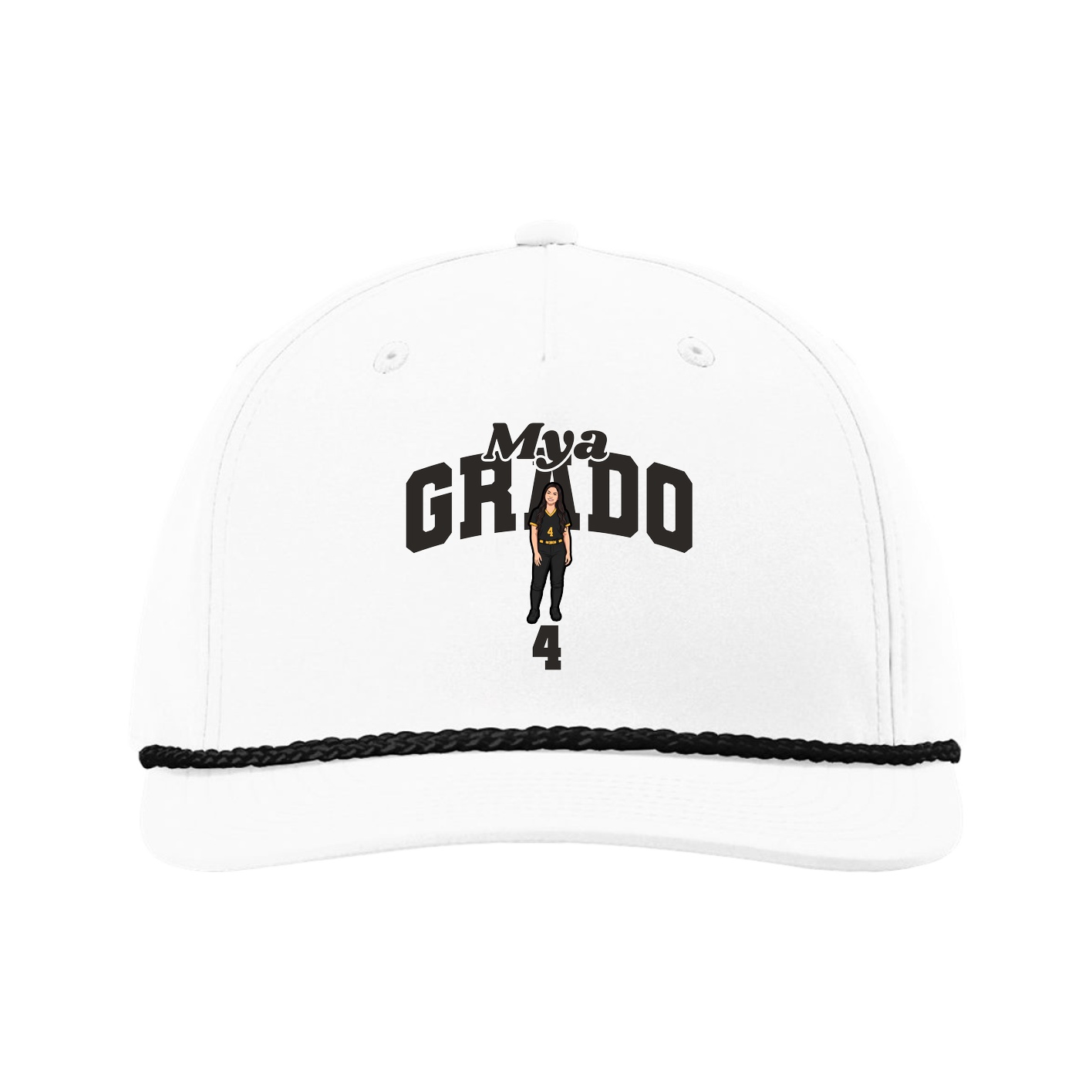 Five-Panel Classic Rope Cap — Signature Arch in White