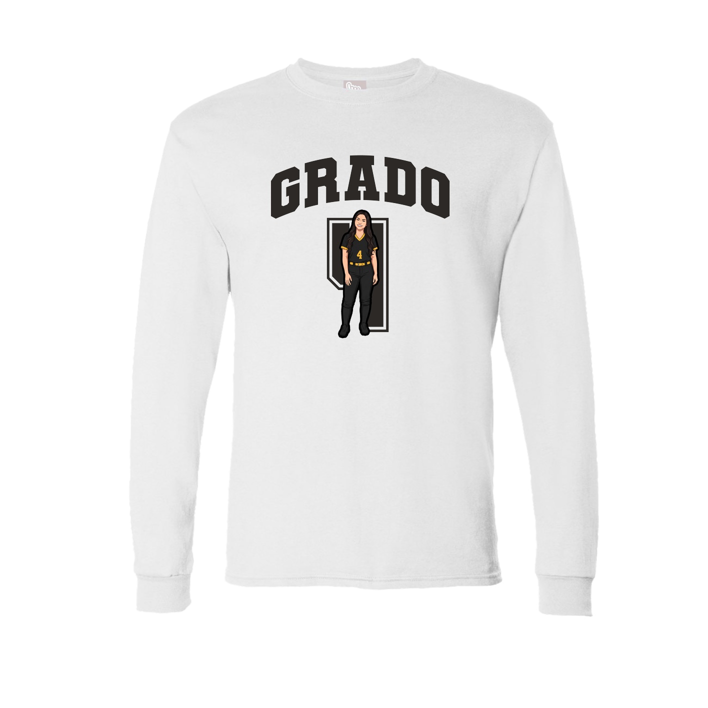 Long Sleeve Tee — Number in White