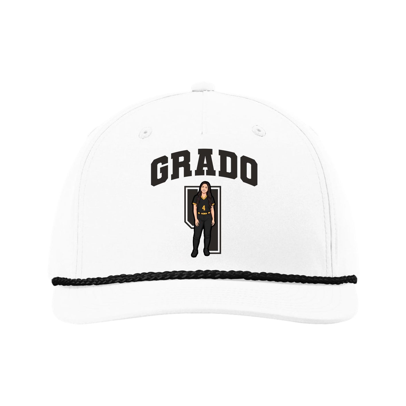 Five-Panel Classic Rope Cap — Number in White