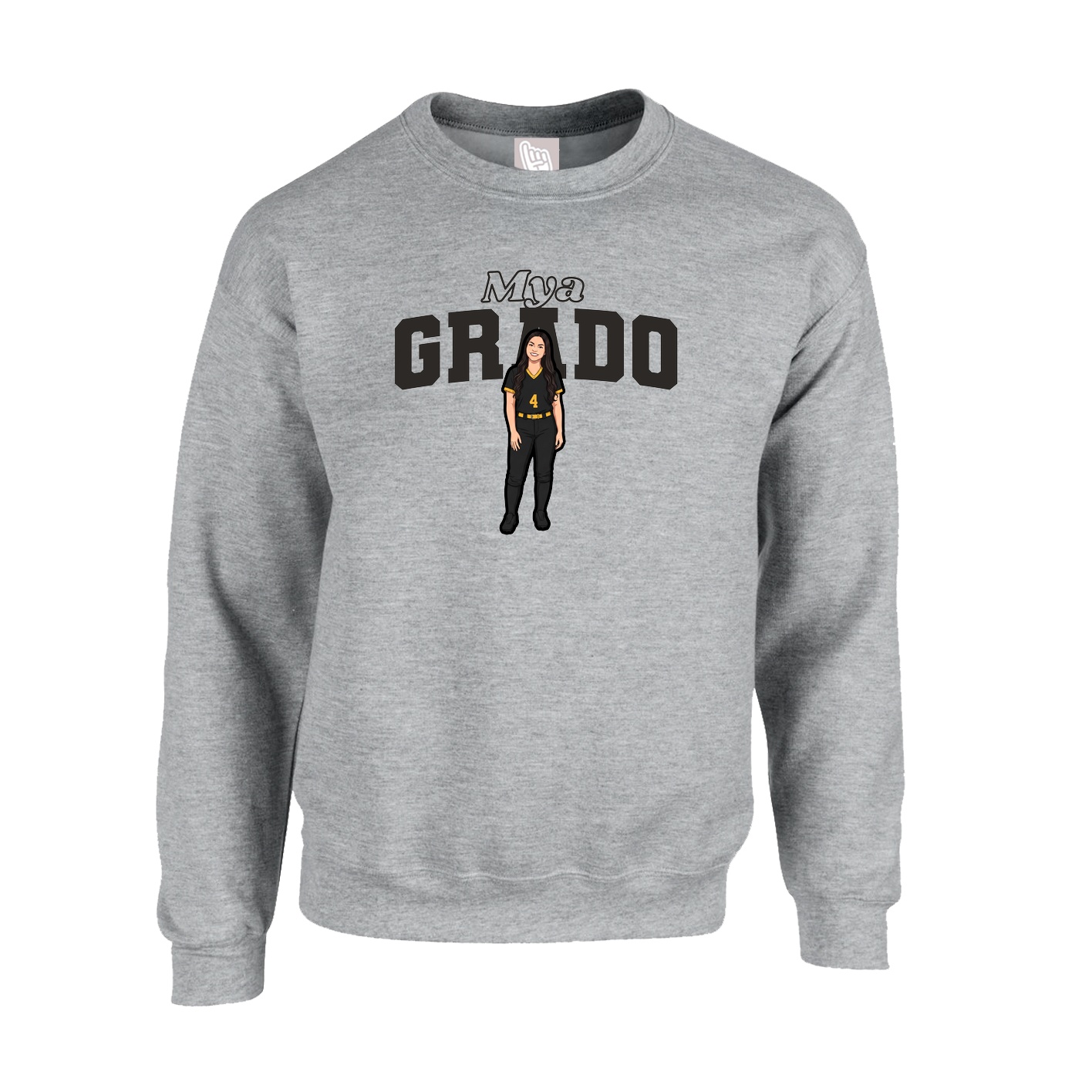 Fleece Crew — Name Arch in Grey