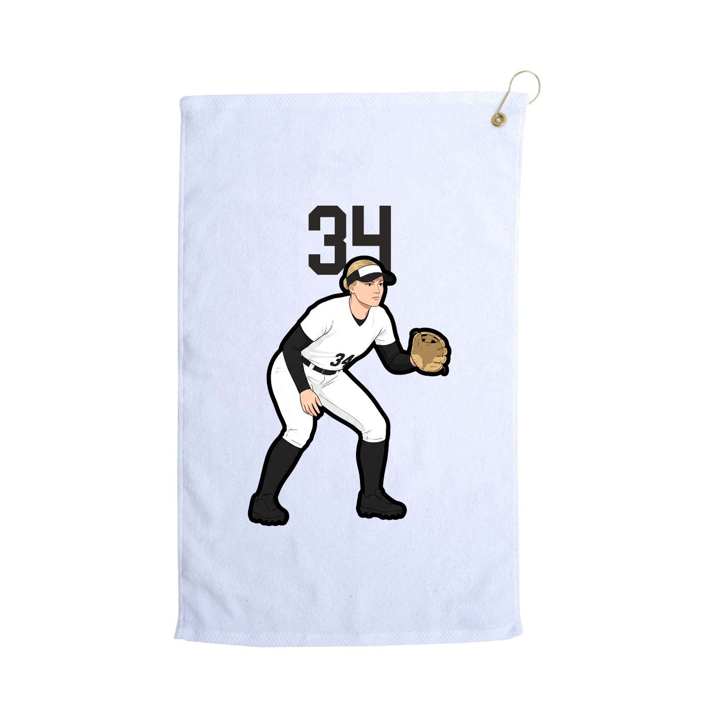 Golf Towel — Number Top in White