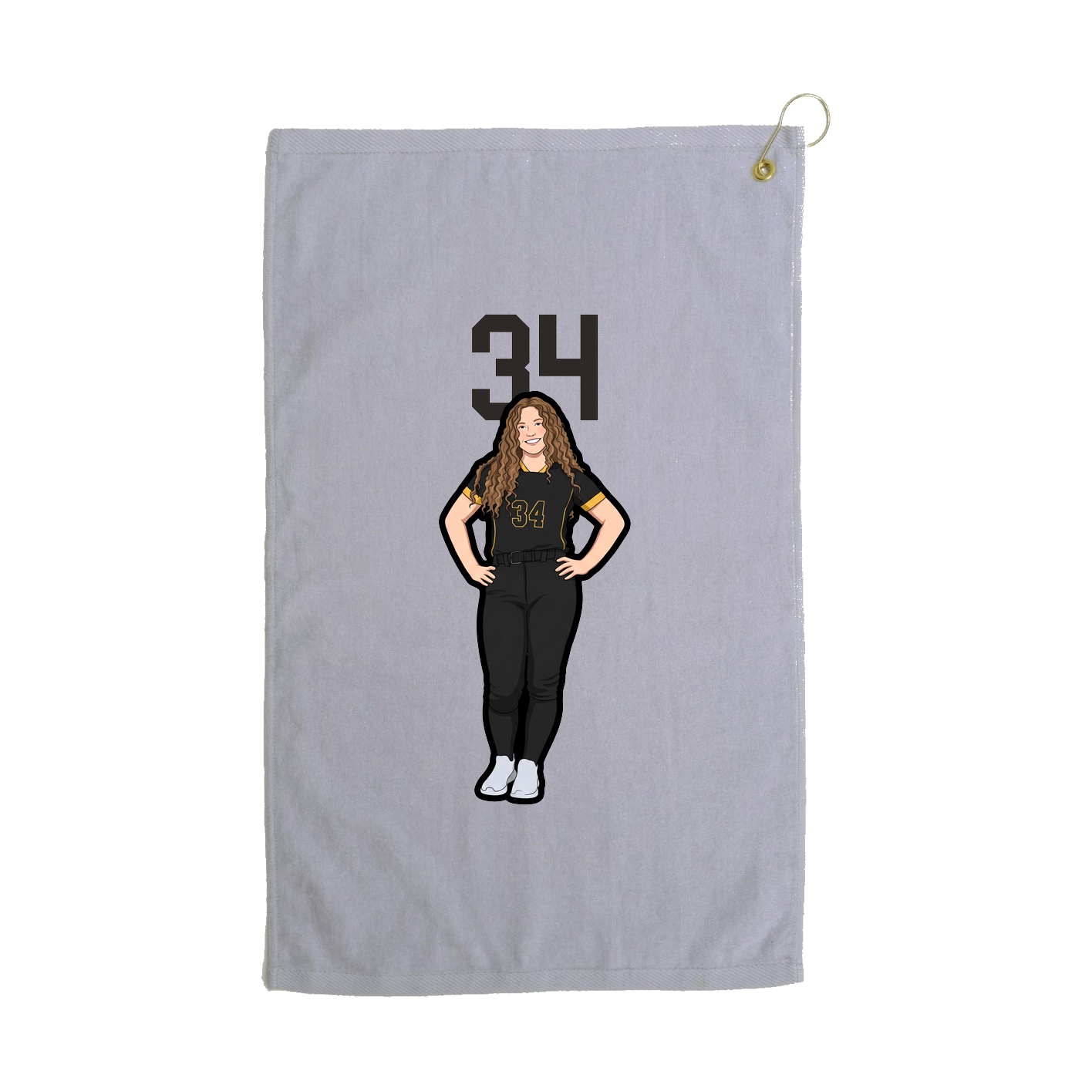 Golf Towel — Number Top in Grey