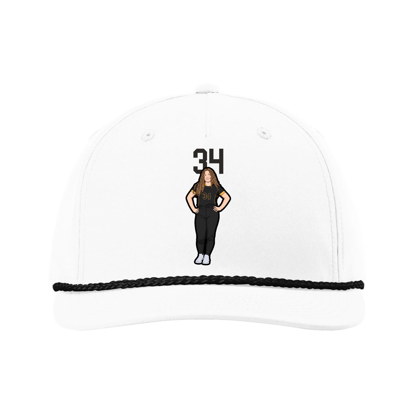 Five-Panel Classic Rope Cap — Number Top in White