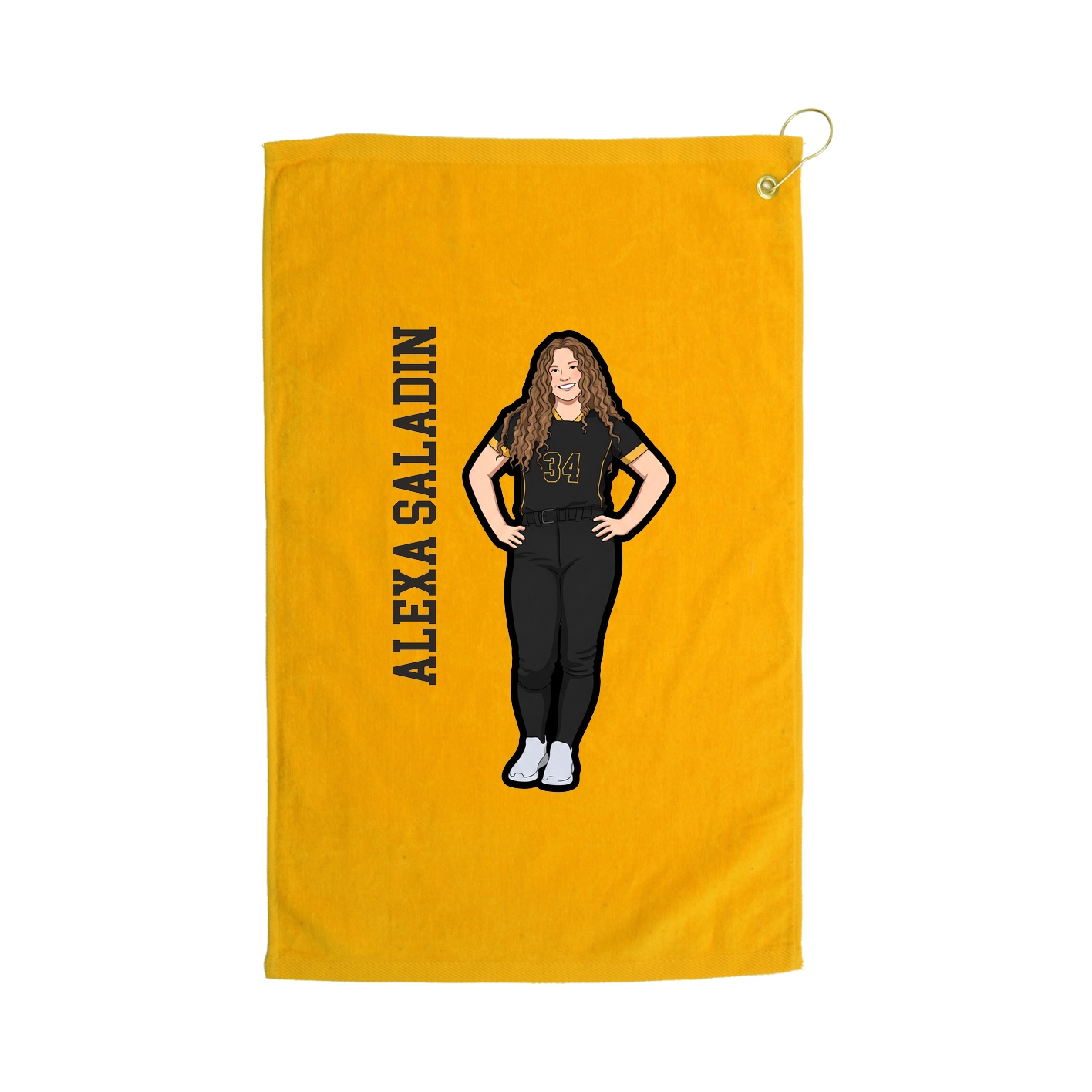 Golf Towel — Name Vertical in Gold