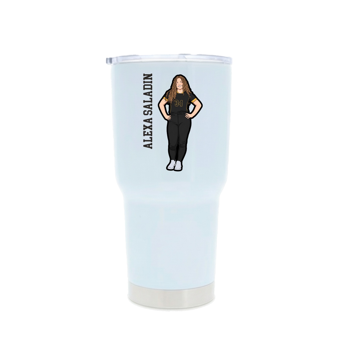 30oz Stainless Steel Tumbler — Name Vertical in White