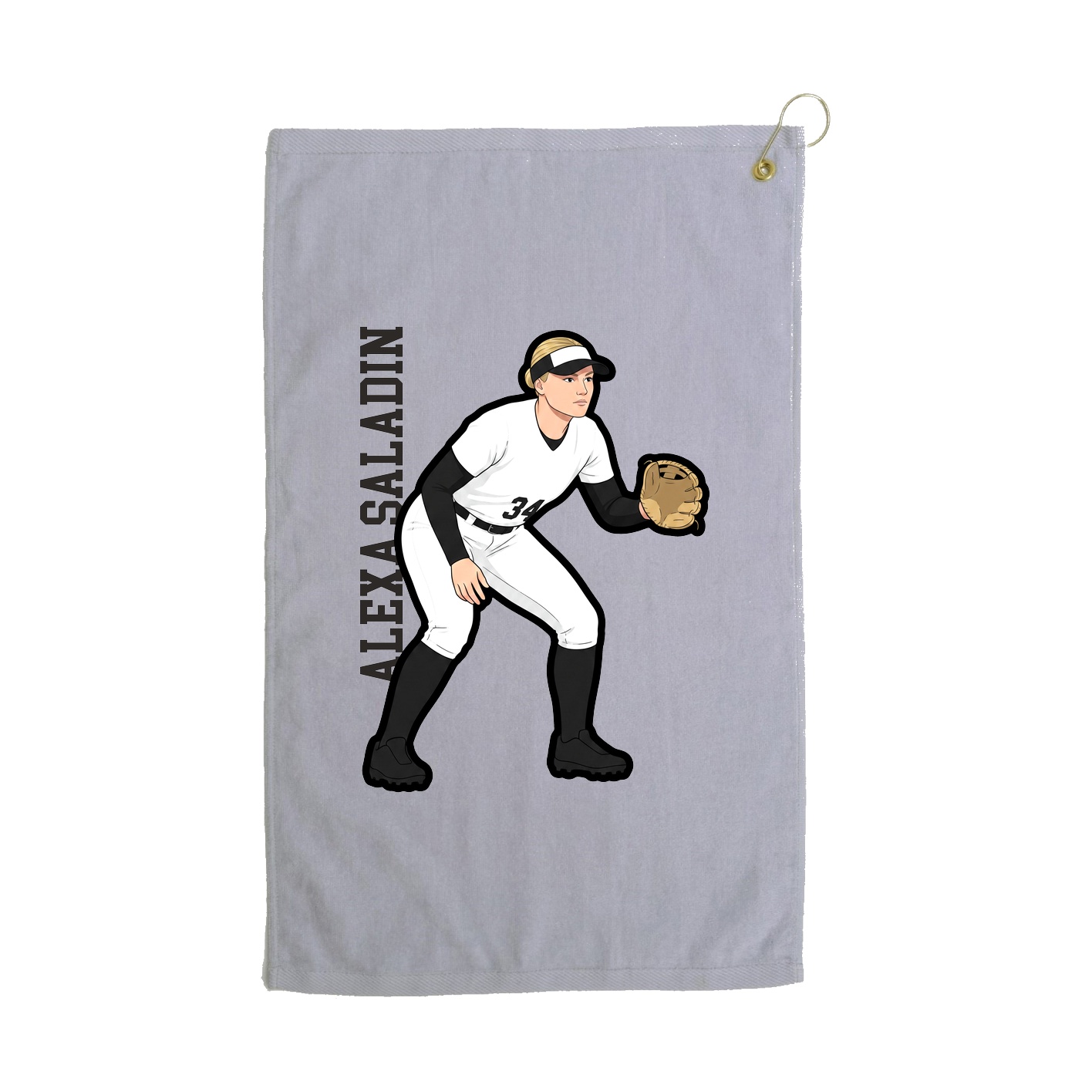 Golf Towel — Name Vertical in Grey