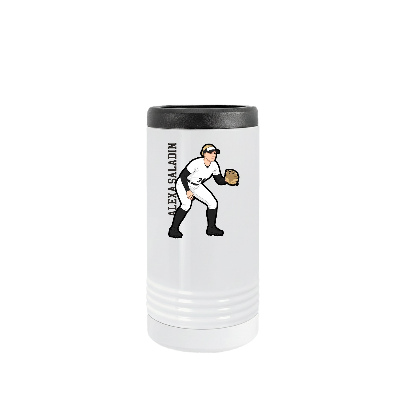 Slim Beverage Holder — Name Vertical in White