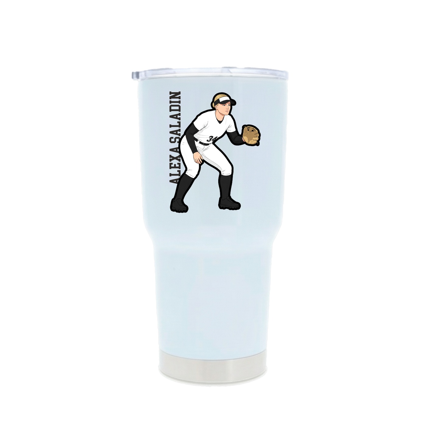 30oz Stainless Steel Tumbler — Name Vertical in White