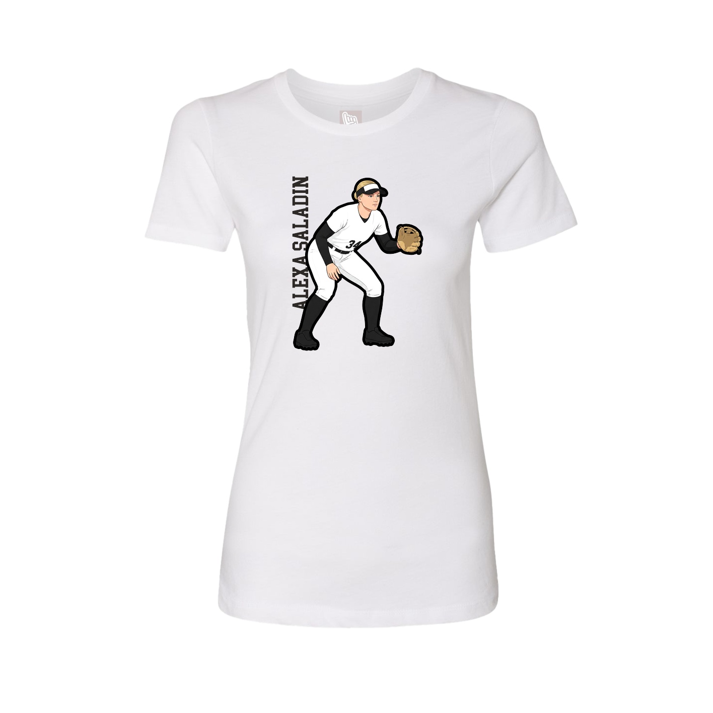 Fitted Women's Tee — Name Vertical in White