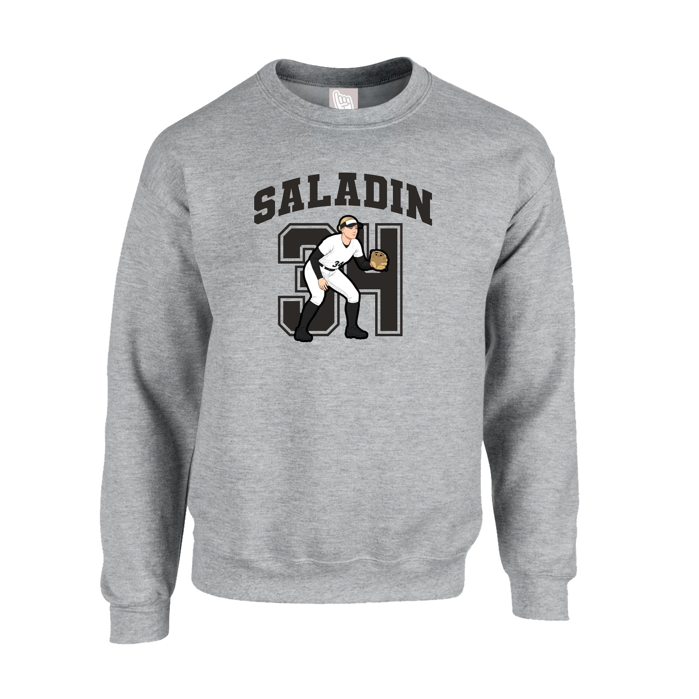 Fleece Crew — Number in Grey
