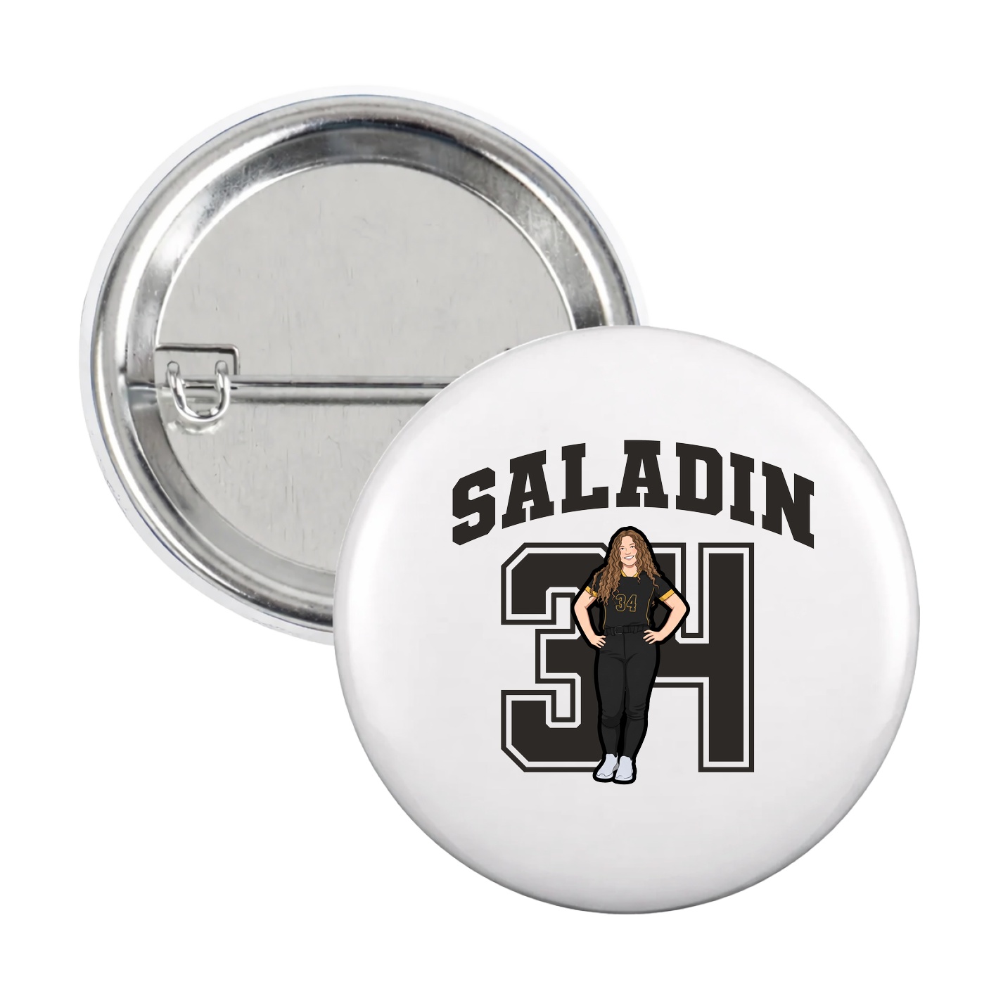 Game Day Button — Number in White