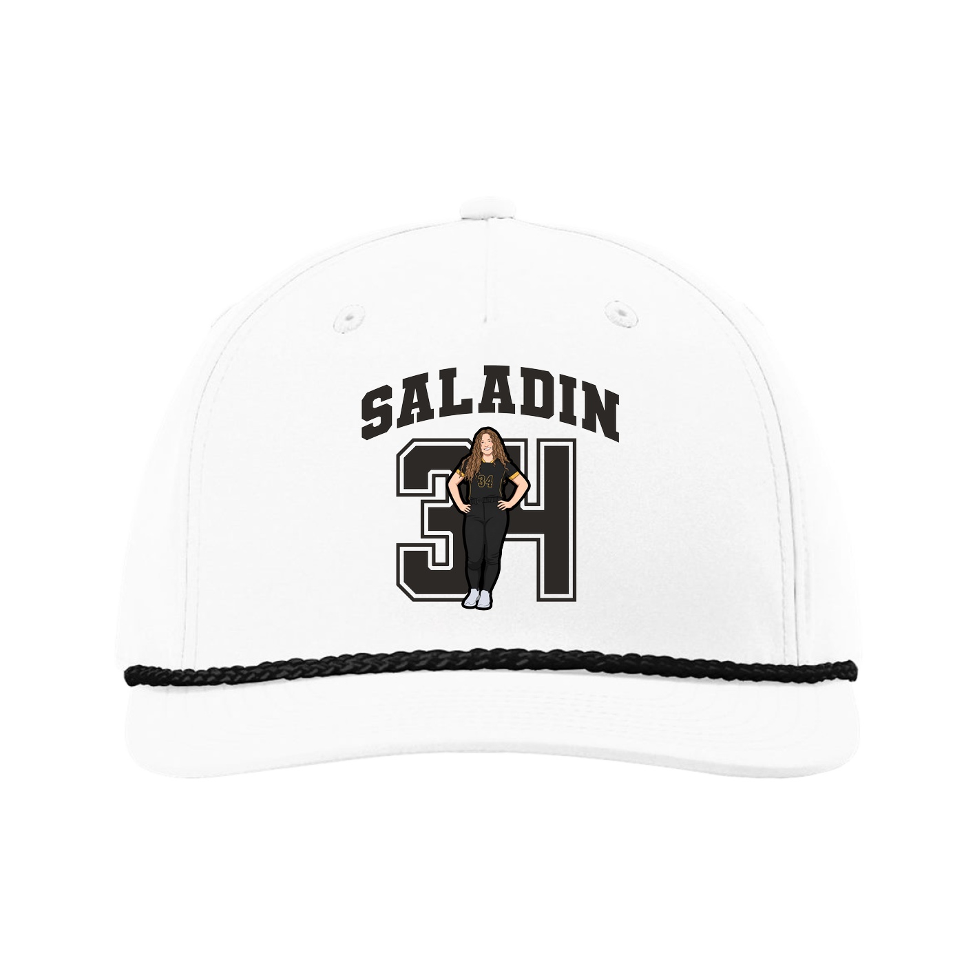 Five-Panel Classic Rope Cap — Number in White