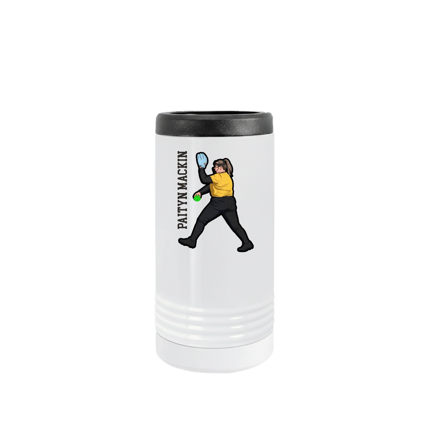 Slim Beverage Holder — Name Vertical in White