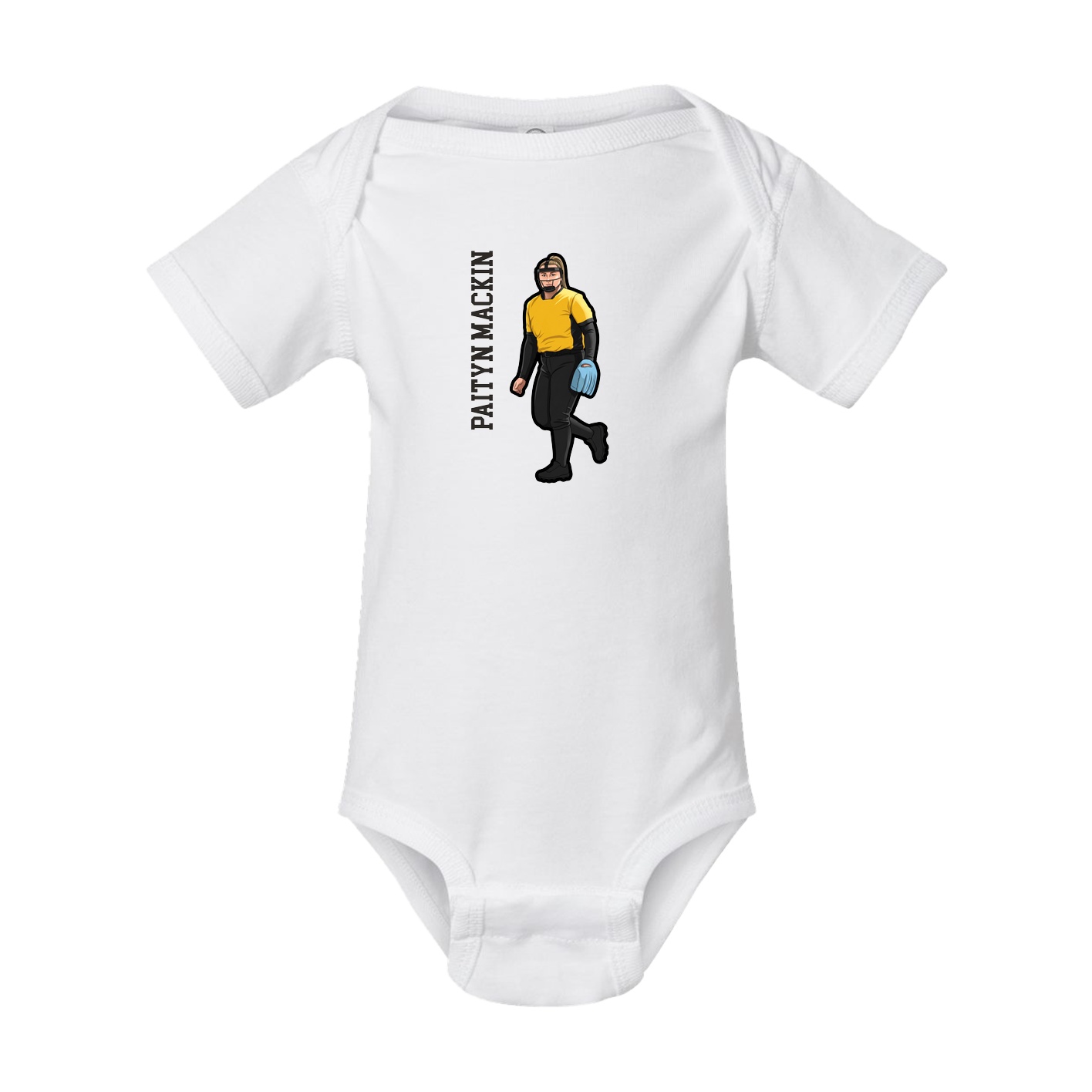 Baby Onesie — Name Vertical in White
