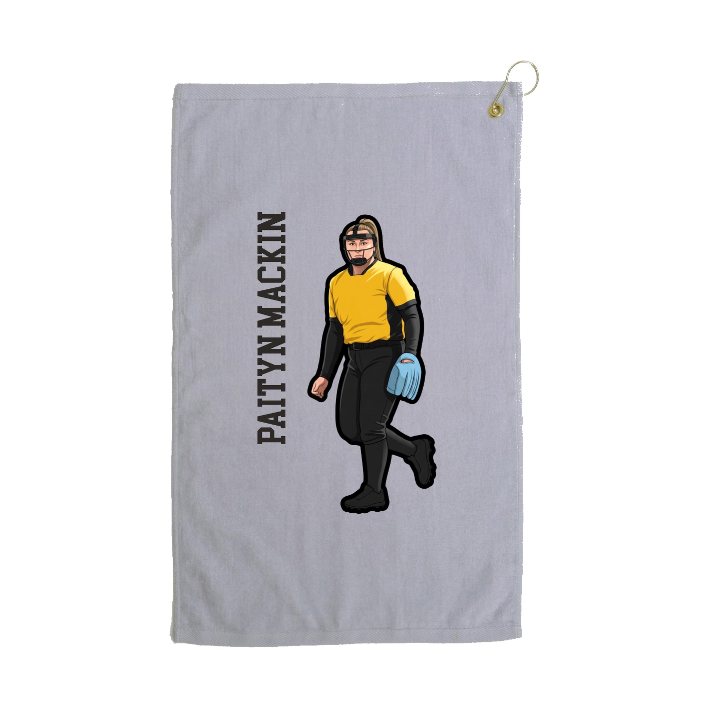 Golf Towel — Name Vertical in Grey