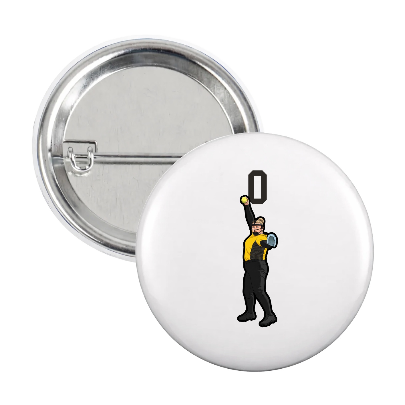 Game Day Button — Number Top in White