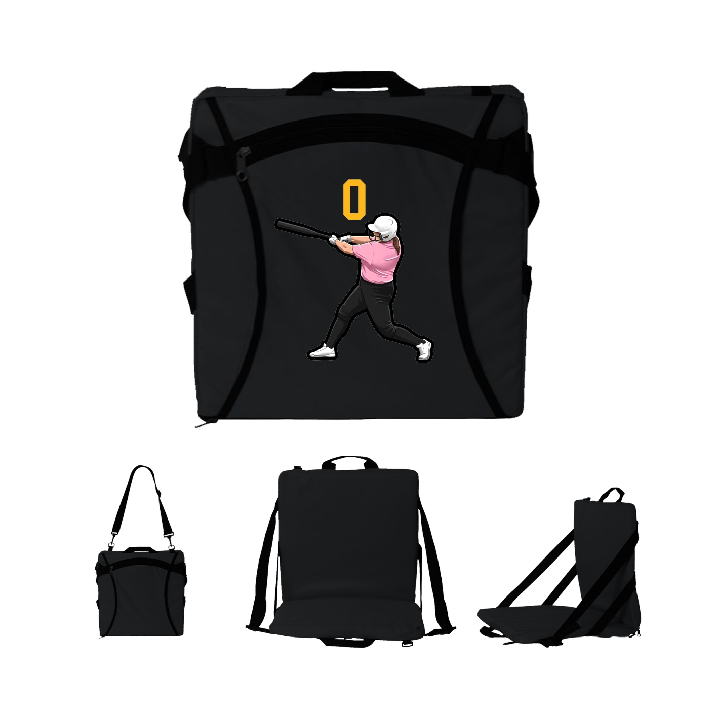 Folding Stadium Seat — Number Top in Black