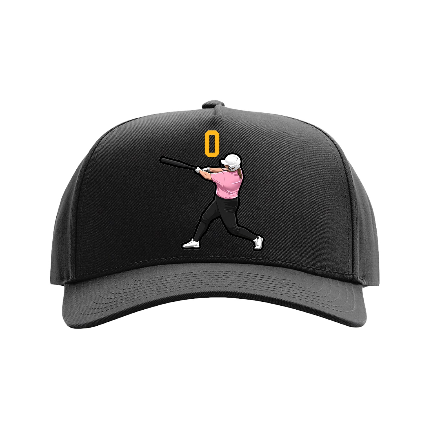 Full Fabric Five-Panel Champ Cap — Number Top in Black
