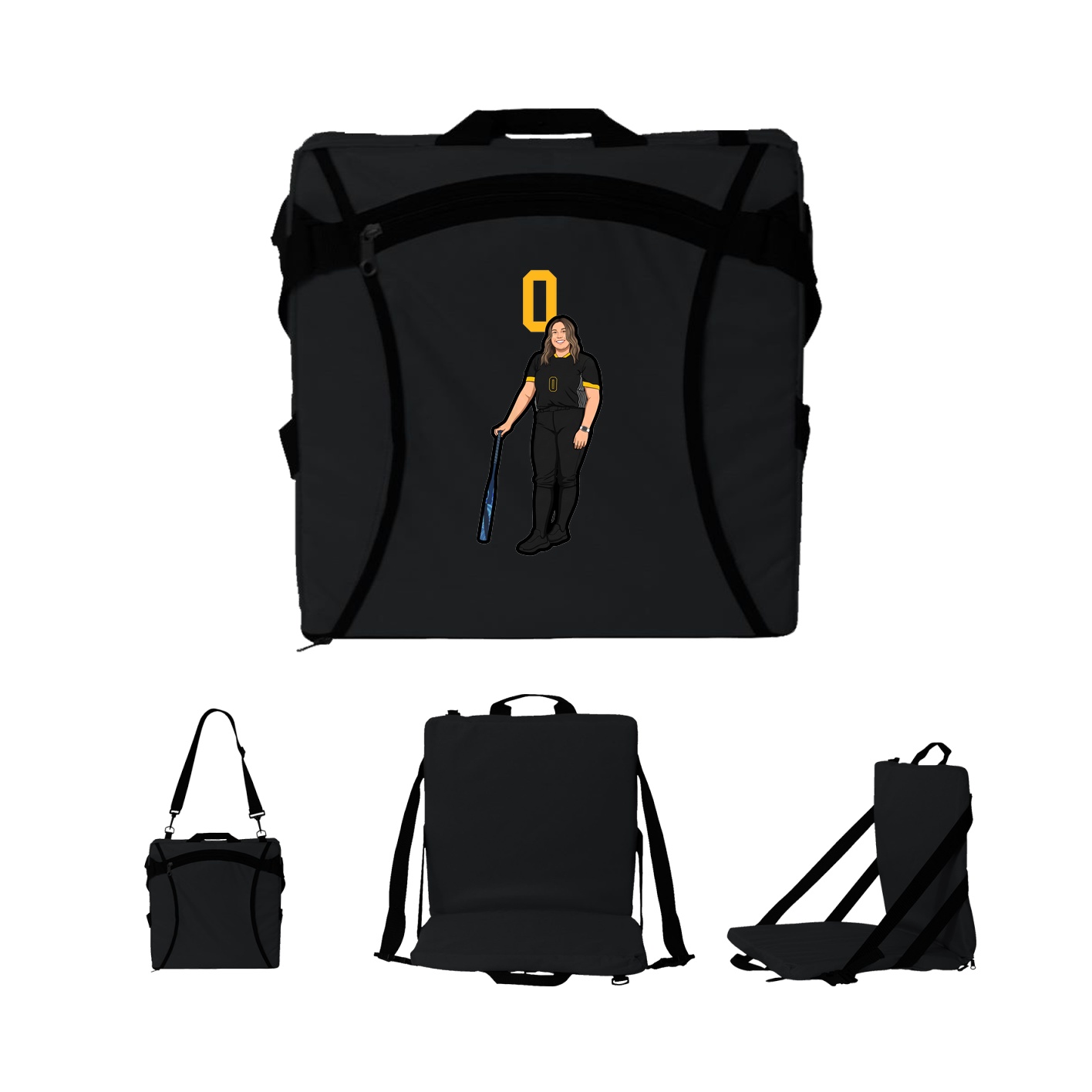 Folding Stadium Seat — Number Top in Black
